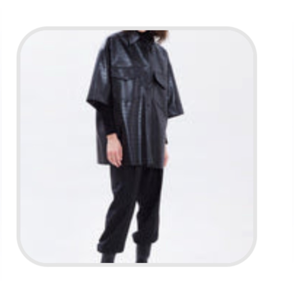 Black Crocodile Pattern Leather Jacket
